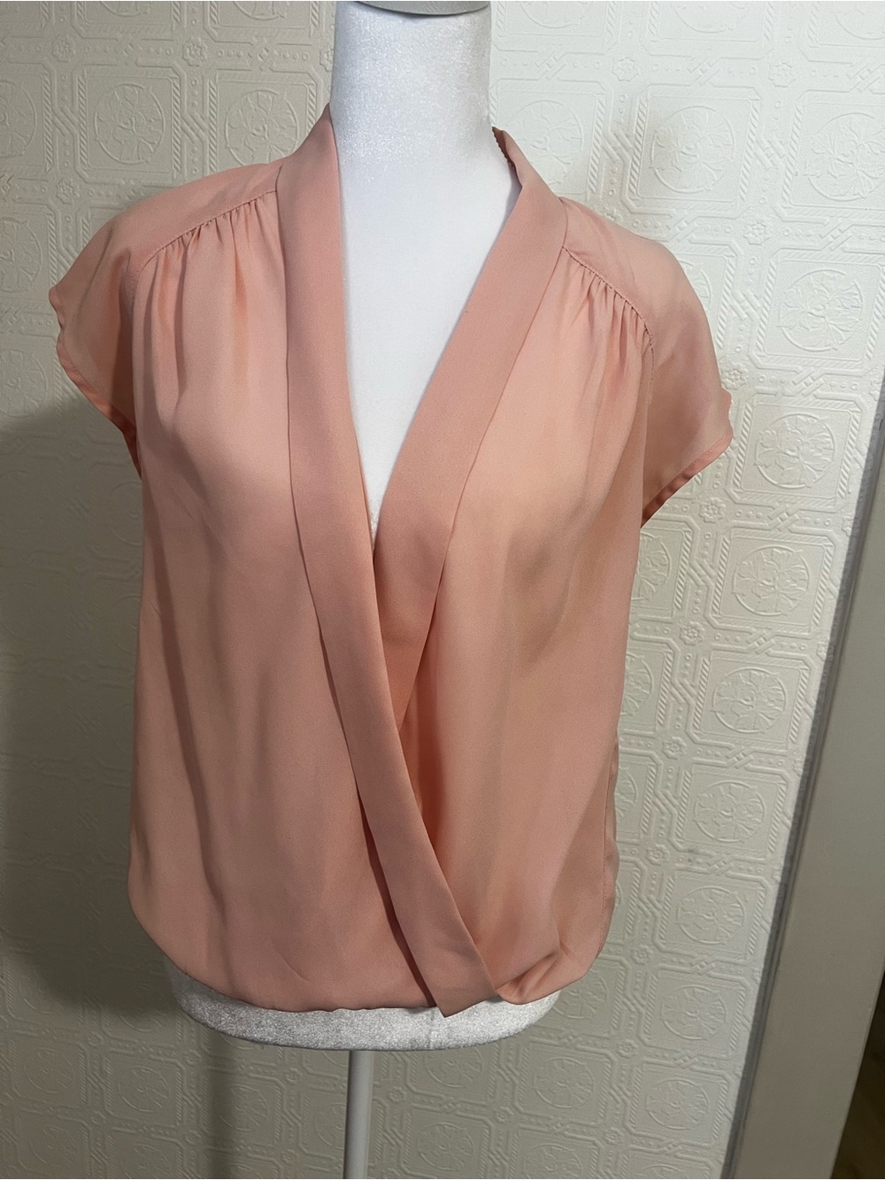 Forever 21 Peach Surplice Cap-Sleeve Blouse